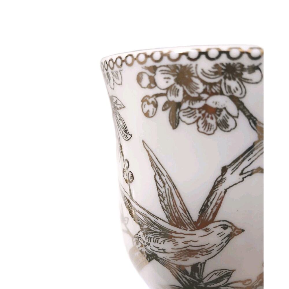 222 Fifth ADELAIDE Gold Gilded Mug 12oz Coffee Tea Latte Cup French Bird Floral - Picture 5 of 13
